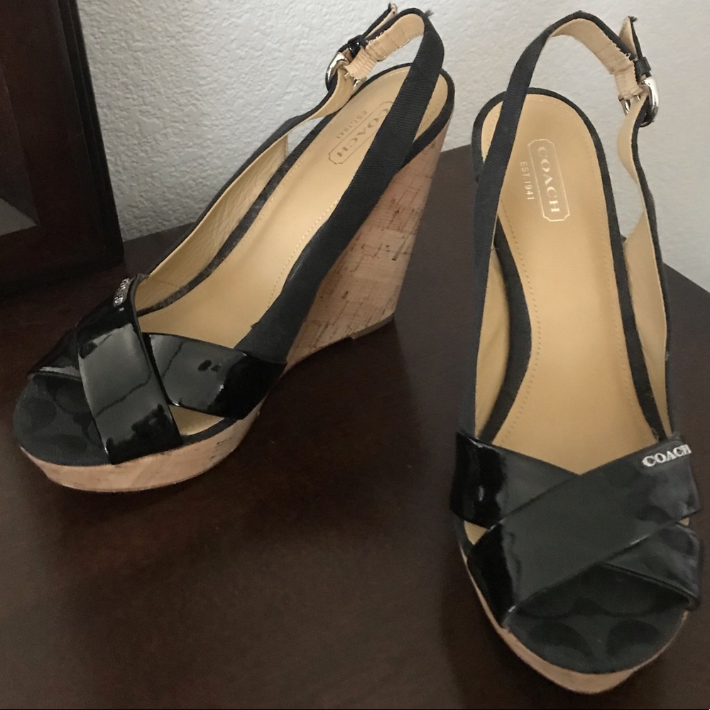 Coach sling back wedges